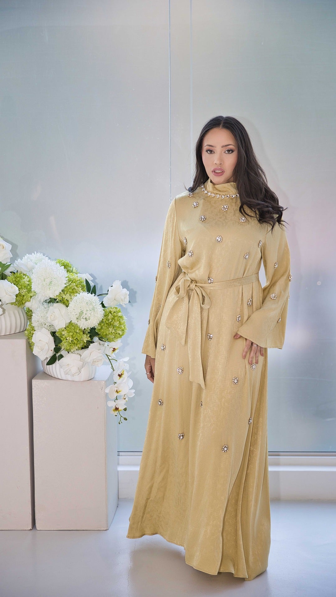 Yellow Gold Dress With Jewel Detail