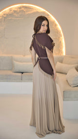 Exclusive Brown and Nude Dress with beaded tassles
