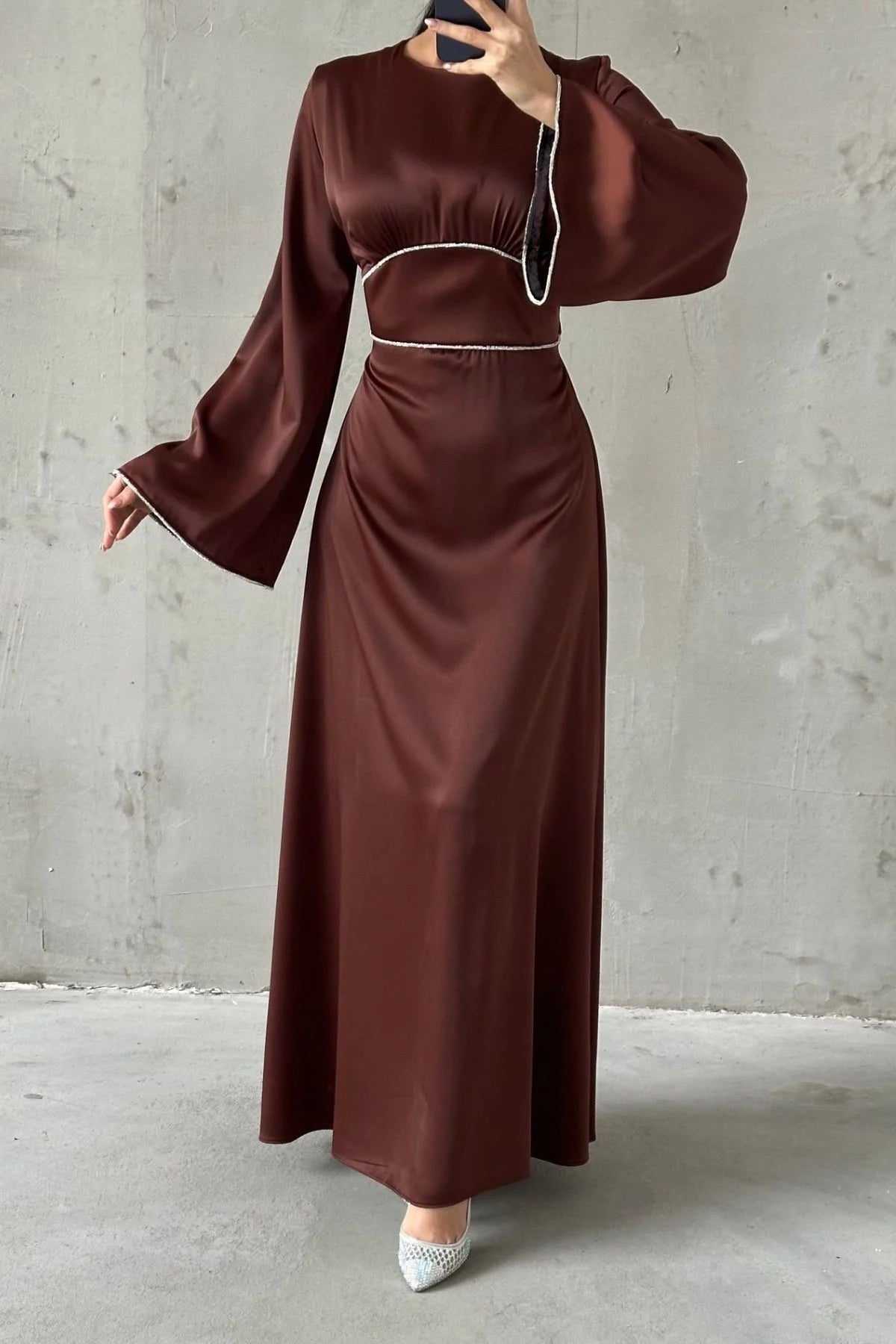 Silk Satin dress with Diamantè