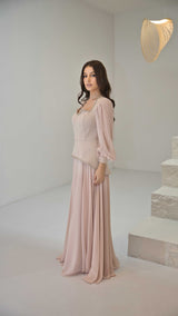 Exclusive Pink Peplum Dress with Jewel Detail