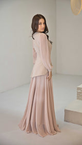 Exclusive Pink Peplum Dress with Jewel Detail