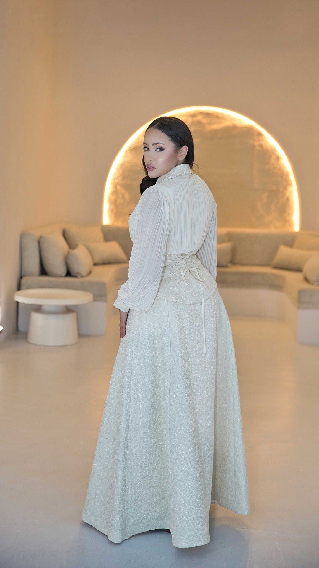 Exclusive Brocade Corset Dress with Beaded Detail on Collar & Bodice