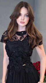 Luxury Floral Appliquè hand-beaded Dress Full length