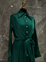 Silk Satin Emerald Green Dress