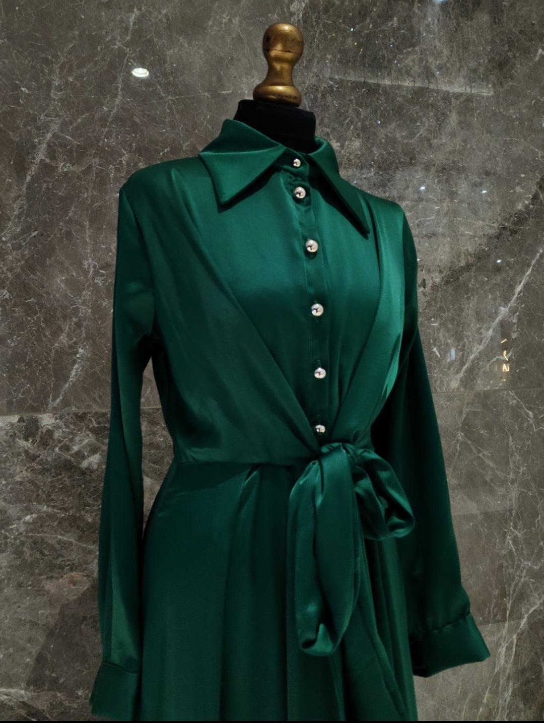 Silk Satin Emerald Green Dress
