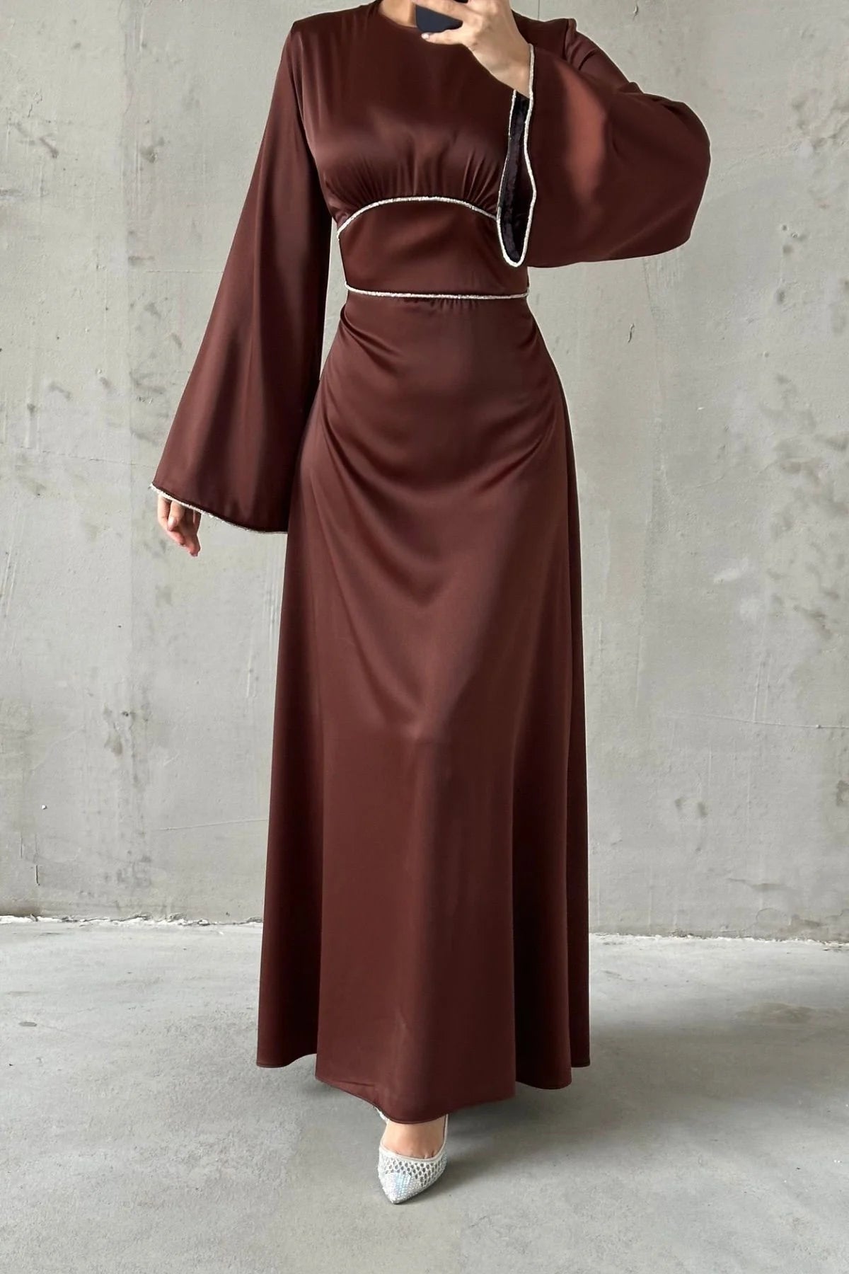 Silk Satin dress with Diamantè