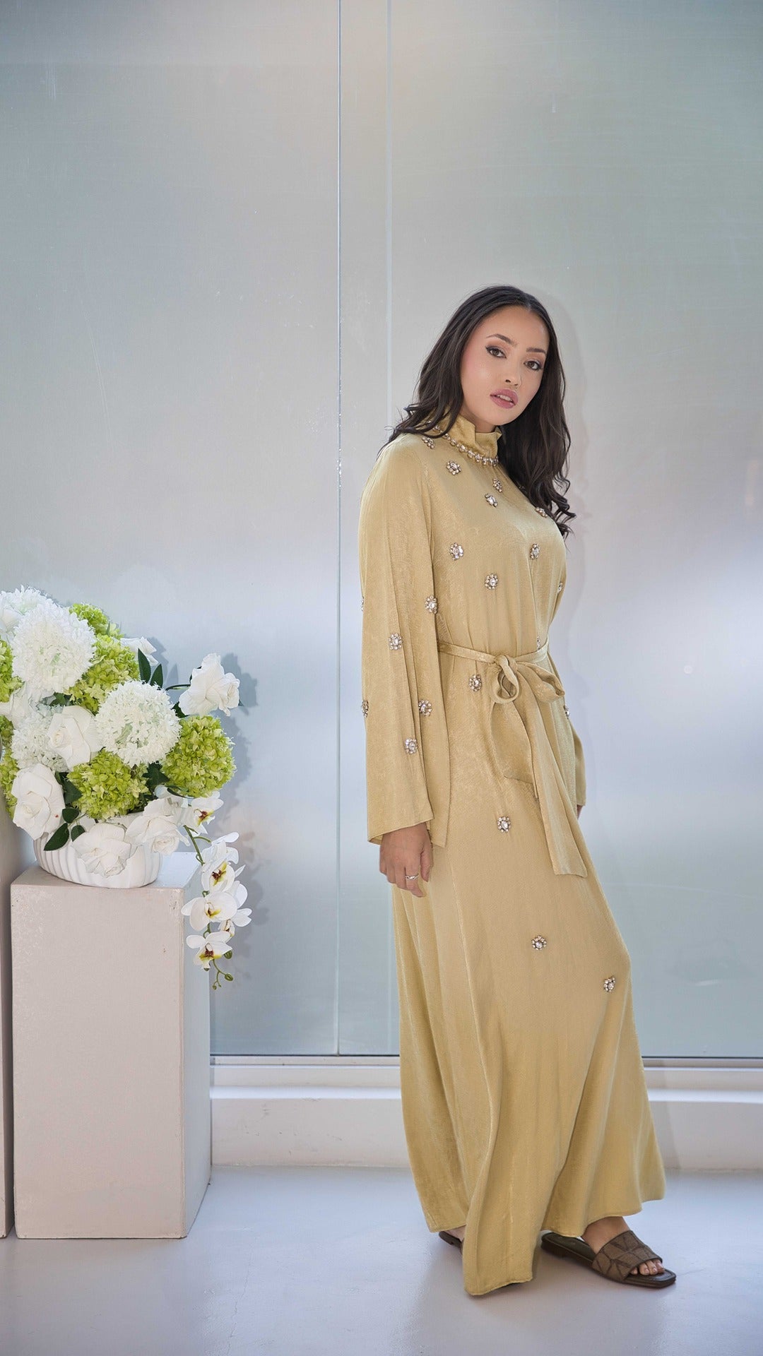 Yellow Gold Dress With Jewel Detail