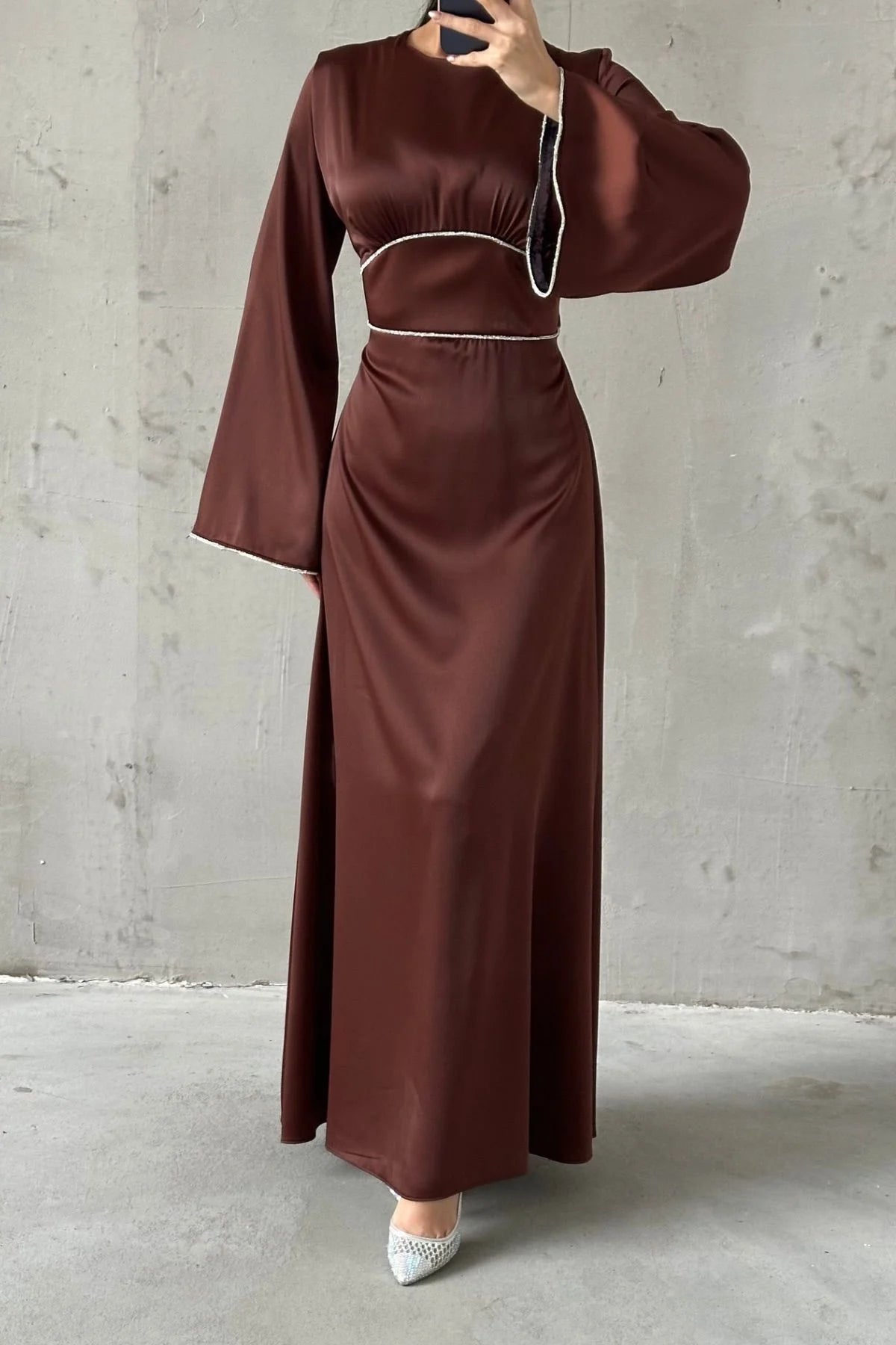 Silk Satin dress with Diamantè