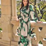 DIYA - Green Tie-dye Print Silk Satin Dress