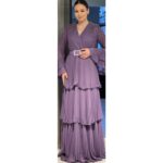 Purple Tiered Belted Dress